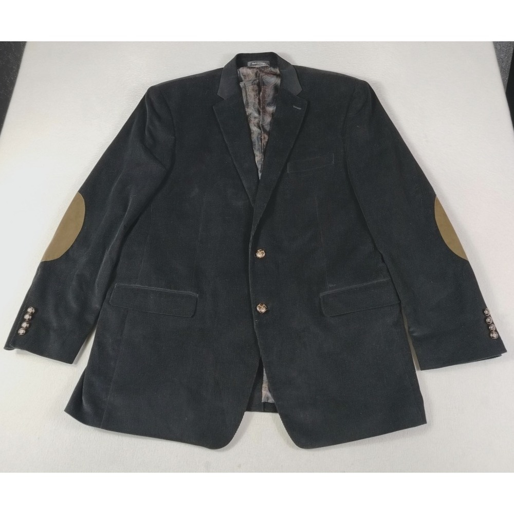 Lauren Ralph Lauren Blazer‎ Mens 46L Black Corduroy Elbow Patch Sport Coat